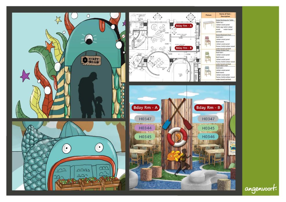 Concept and schematic design for a unique 1.300 sqm indoor kids’ club play area for Hyatt Regency Zhuzhou, Hunan Province, China.
